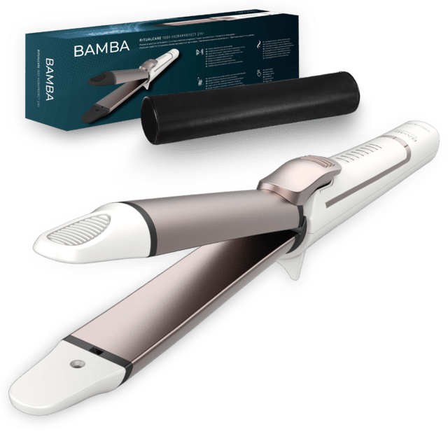 Cecotec Bamba RitualCare 1000 HidraProtect 2in1. Plancha y Tenacilla Revestimiento de Turmalina Tecnología Pro Ionizer Calentamiento Ultrarrápido Temperatura entre 140 y 220 grados Plancha de pelo y rizador