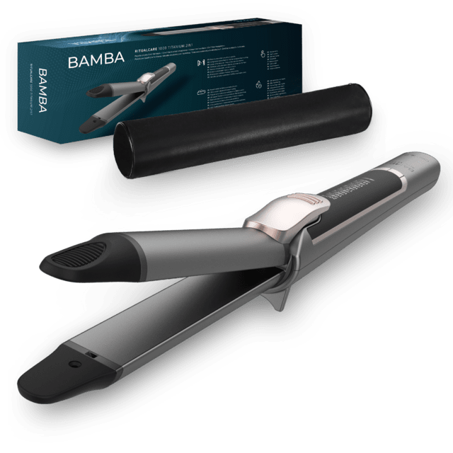 Cecotec Bamba RitualCare 1000 Titanium 2in1. Plancha y Tenacilla Revestimiento de Titanio Calentamiento Ultrarrápido Selector táctil Temperatura entre 140 y 220 grados Plancha de pelo y rizador