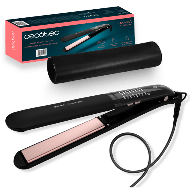 Cecotec Bamba RitualCare 1200 Titanium Ion Touch Plancha de pelo de titanio táctil con ion real Plancha de pelo