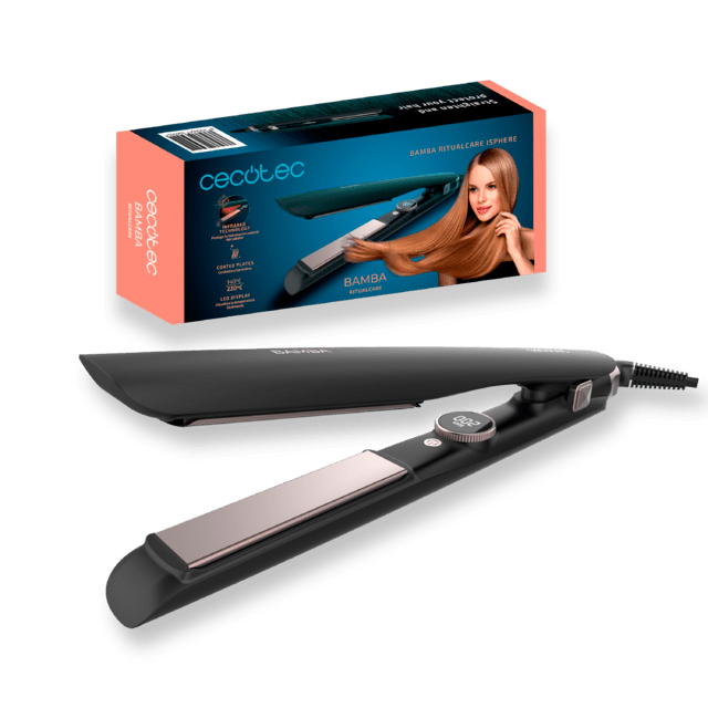 Cecotec Bamba RitualCare iSphere Plancha de pelo de cerámica y turmalina con función de infrarrojos y pantalla LED con ajuste de temperatura. Plancha de pelo de cerámica y turmalina