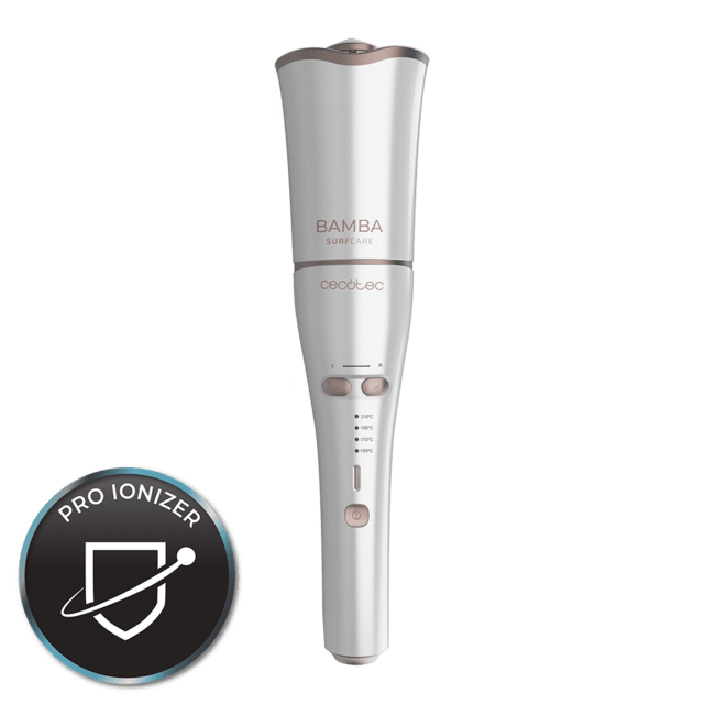 Cecotec Bamba SurfCare 800 Magic Waves Pro.Rizador De Pelo Automático De 33 W Revestimiento De Queratina Y Aceite De Argán Función Pro Ionizer Cilindro XL Función Memoria Temperatura Ajustable Rizador De Pelo Automático