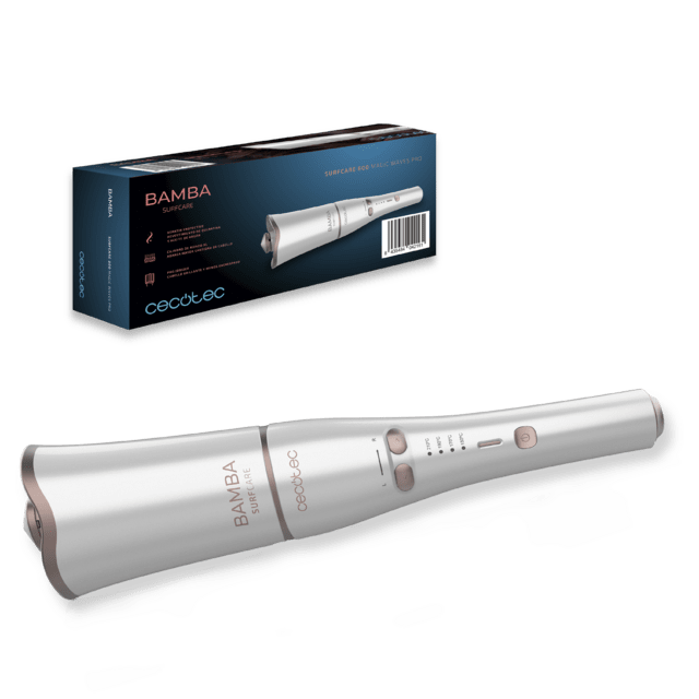 Cecotec Bamba SurfCare 800 Magic Waves Pro.Rizador de Pelo Automático de 33 W Revestimiento de Queratina y aceite de Argán Función Pro Ionizer Cilindro XL Función memoria Temperatura ajustable Rizador de pelo automático