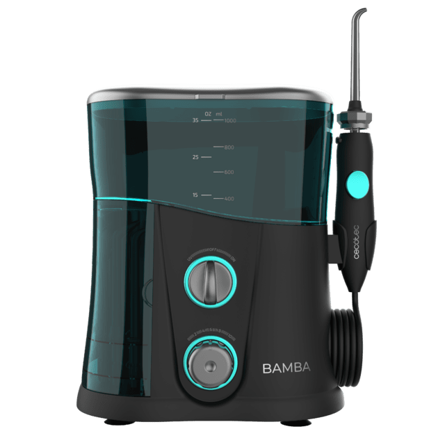 Cecotec Bamba ToothCare 1200 Jet Pro. Irrigador Bucal Con 7 Boquillas Hasta 1250-1700 Pulsos Por Minuto Pantalla LED Capacidad 1000 Ml 10 Ajustes De Presión IPX4 Desinfección Con Luz UV Irrigador Bucal