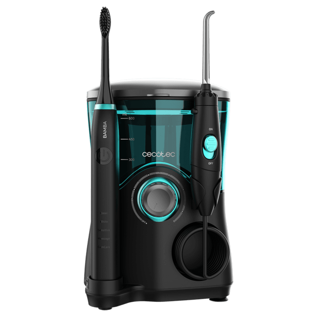 Cecotec Bamba ToothCare Jet Clean Centro de estación dental: irrigador con 600 ml de capacidad 10 niveles de presión 7 cabezales y cepillo de dientes eléctrico con 5 modos. Irrigador dental + Cepillo de dientes eléctrico