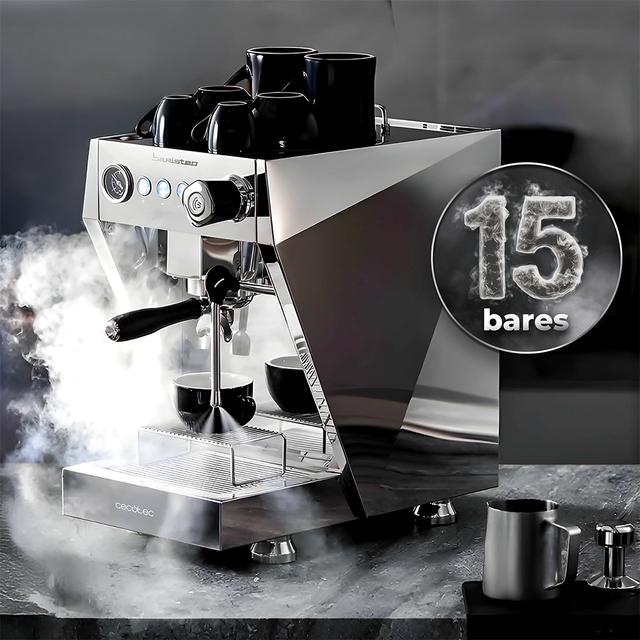 Cecotec Baristeo Brava Extracción Perfecta Y Crema Densa: Máquina Profesional Con Pre-infusión Ajustable Bomba De 15 Bares Caldera Doble Y 4 Vaporizadores Para Un Café Y Espuma Irresistibles En Cada Taza. Cafetera