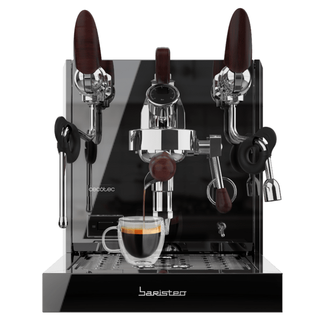 Cecotec Baristeo Excelsa Cafetera barista con doble caldera bomba Force Aroma de 15 bares pre-infusión ajustable y pantalla digital para cafés perfectos con máxima rapidez y control. Cafetera