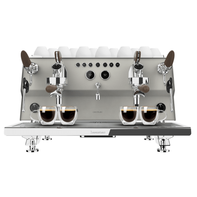 Cecotec Baristeo Gastro Cafetera profesional con sistema E-61 pre-infusión ajustable en dos fases bomba de 9 bares y control PID para extraer todo el sabor aroma y crema en cada taza. Cafetera