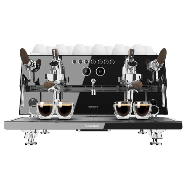 Cecotec Baristeo Gastro Dark Cafetera profesional con pre-infusión ajustable bomba rotatoria de 9 bares caldera E-61 de alta capacidad y control PID para extraer todo el potencial de cada grano. Cafetera espresso barista