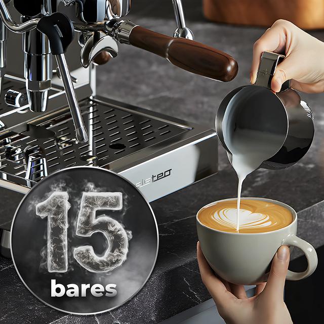 Cecotec Baristeo Iconic Extracción Perfecta Sabor único Y Crema Densa: La Máquina De Café Profesional Con Pre-infusión Ajustable Control De Temperatura PID Y Bomba De 15 Bares Para Cafés Equilibrados Y Deliciosos Cafetera