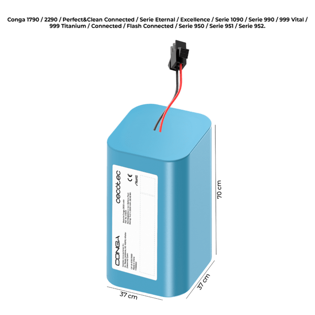 Cecotec Batería Conga 2600 MAh Batería De Repuesto Para Robots Aspirador. 14 8 V. 2600 MAh. Compatible Con Series Conga 990/ Serie Conga Eternal/ Serie Conga 7290/ Serie Conga 7490 Batería De Repuesto Para Robots Aspirador