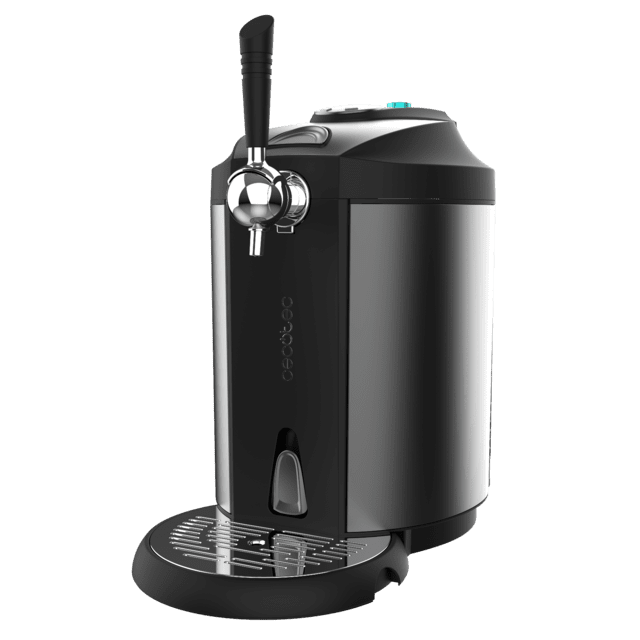 Cecotec BeerFlow Steel 5000 Dispensador De Cerveza Con Acabados De Acero Inoxidable De 65 W Con Temperatura Ajustable De 2°C A 12°C Compatible Con Barriles Universales Presurizados Y No Presurizados De 5L Asa Y Bandeja Recogeg