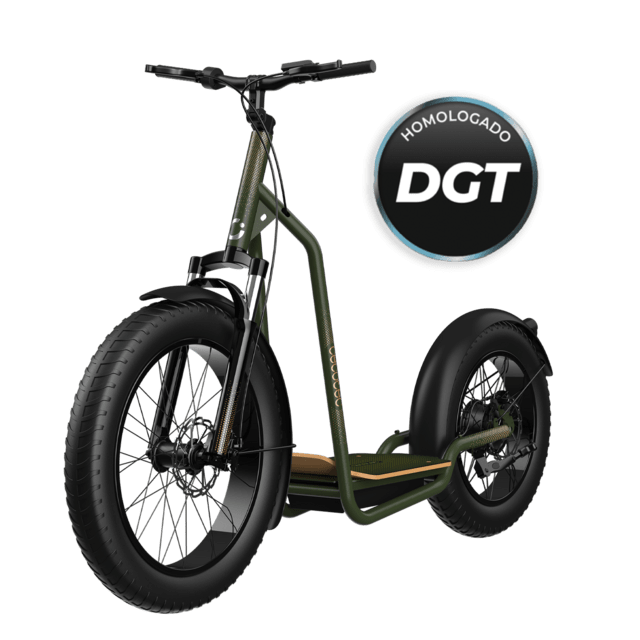 Cecotec Bicinete Fat Suspension Patinete eléctrico con motor de 1300 W (1000 W nominal) y autonomía de 75 km. Rueda Fat trasera de 20" y delantera de 26" y suspensión delantera. Cumple con todos los requisitos de la nueva nor