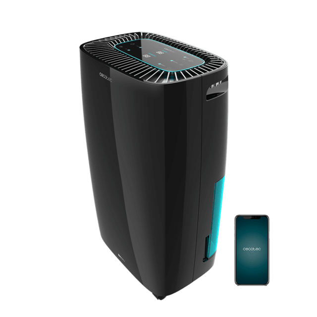 Cecotec Big Dry 4000 Expert Black Connected. Deshumidificador con Control Wifi 10L/día Depósito extraíble 2 5L Cobertura 105m3/h Gas R290 Silencioso Humedad 40% a 80% Pantalla Temporizador Deshumidificador