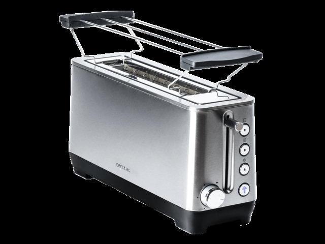 Cecotec BigToast Extra.Tostadora De 1100 W Ranura Larga Extraancha 4 Funciones Preconfiguradas 6 Niveles De Potencia Varillas Superiores Para Calentar Acero Capacidad Para 2 Tostadas Tostadora De Pan