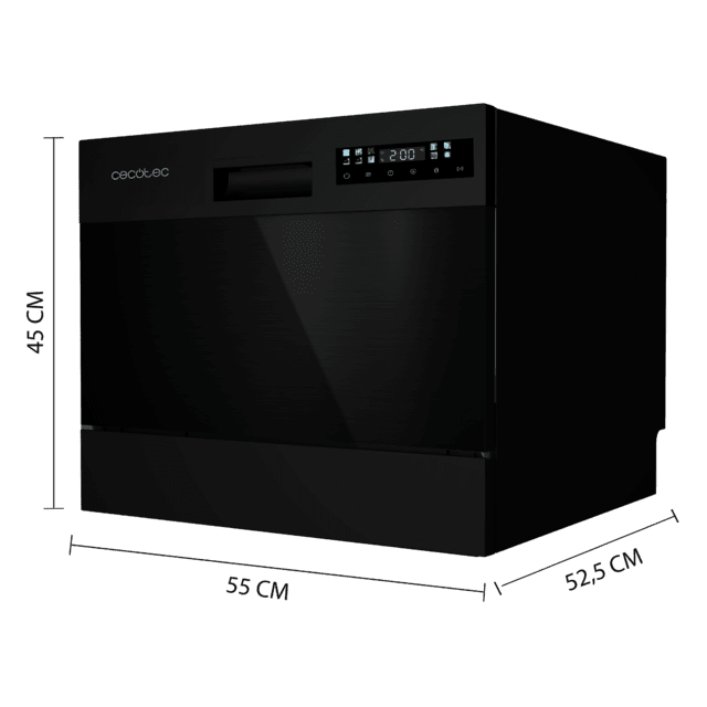 Cecotec Bolero Aguazero 2300 Dark Lavavajillas Negro Compacto De 6 Cubiertos 8 Programas Y Clase D. Con Pantalla Color Touch Panel Y Función Delay Start Mini Lavavajillas Pequeño