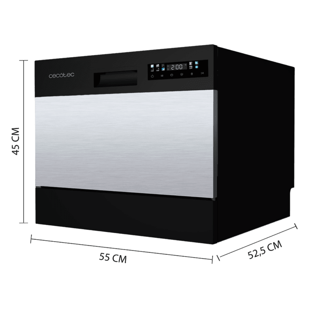 Cecotec Bolero Aguazero 2300 Inox Lavavajillas Acero Inoxidable Compacto De 6 Cubiertos 8 Programas Y Clase D. Con Pantalla Color Touch Panel Y Función Delay Start Mini Lavavajillas Pequeño