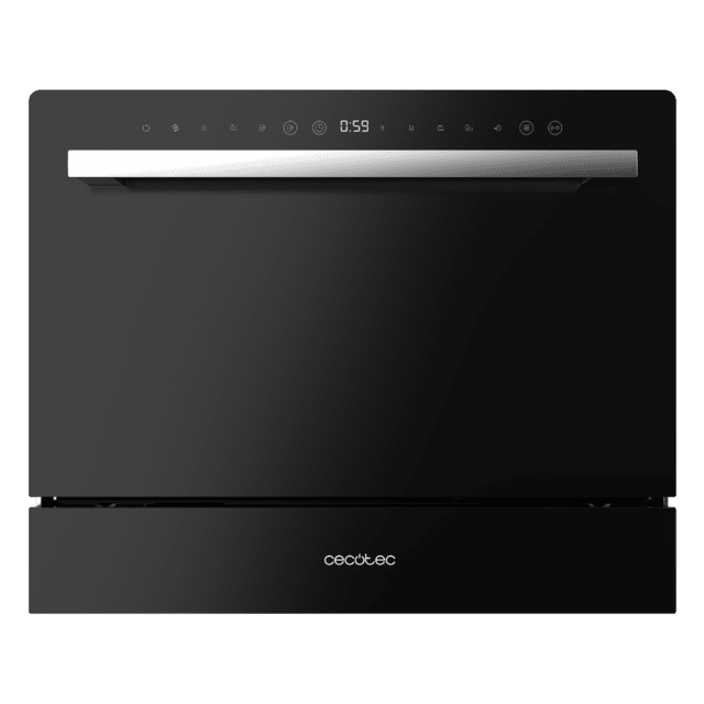 Cecotec Bolero Aguazero 2400 Black Glass Lavavajiillas Compacto De 6 Servicios Acabado Cristal Negro Con Clase Energética D 5 Programas Touch Control Panel Funciones Delay Start Y Child Lock Y Cesta Para Cubiertos Lavavajiillas