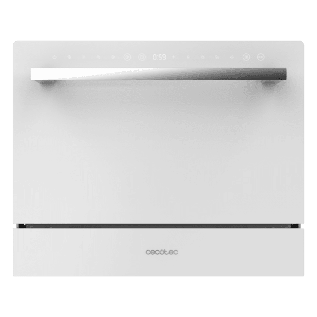 Cecotec Bolero Aguazero 2400 White Glass Lavavajiillas Compacto De 6 Servicios Acabado Cristal Blanco Con Clase Energética D 5 Programas Touch Control Panel Funciones Delay Start Y Child Lock Y Cesta Para Cubiertos Lavavajiilla