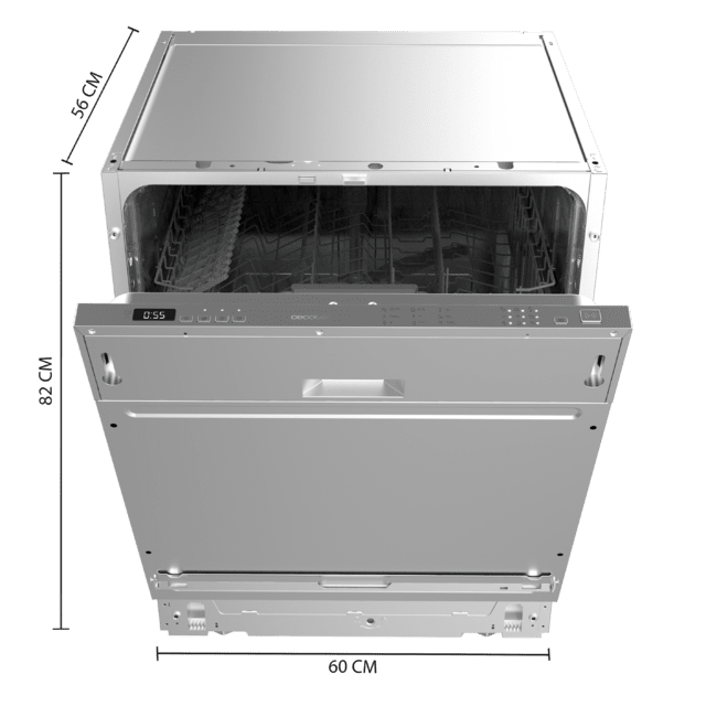 Cecotec Bolero Aguazero 6100 Full-BI E Lavavajillas Bolero Integrable De 60cm 12 Cubiertos Y 7 Programas Con Comienzo Diferido. Lavavajillas 60cm