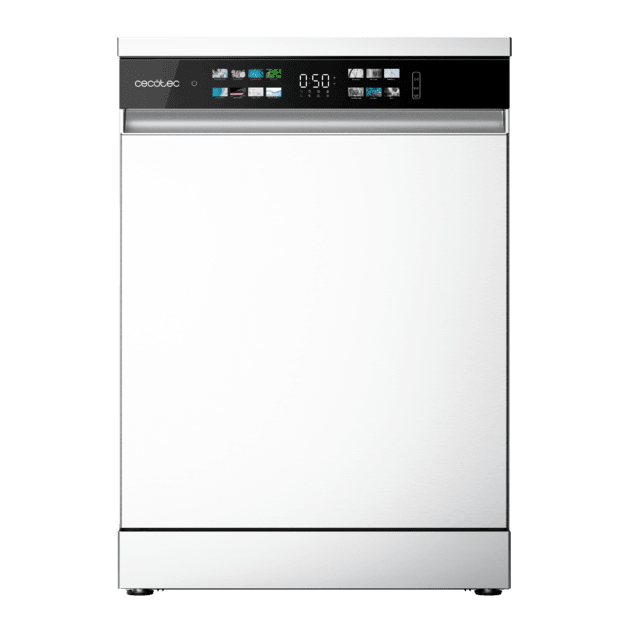 Cecotec Bolero Aguazero 6210 D Lavavajillas Bolero De 60cm Blanco 15 Cubiertos Clase D Pantalla FullColor XXL Tercera Bandeja 8 Programas Dual Zone Wash Dry+ Bandeja Ajustable Machine Care Media Carga Delay Start Y Child Lock. L
