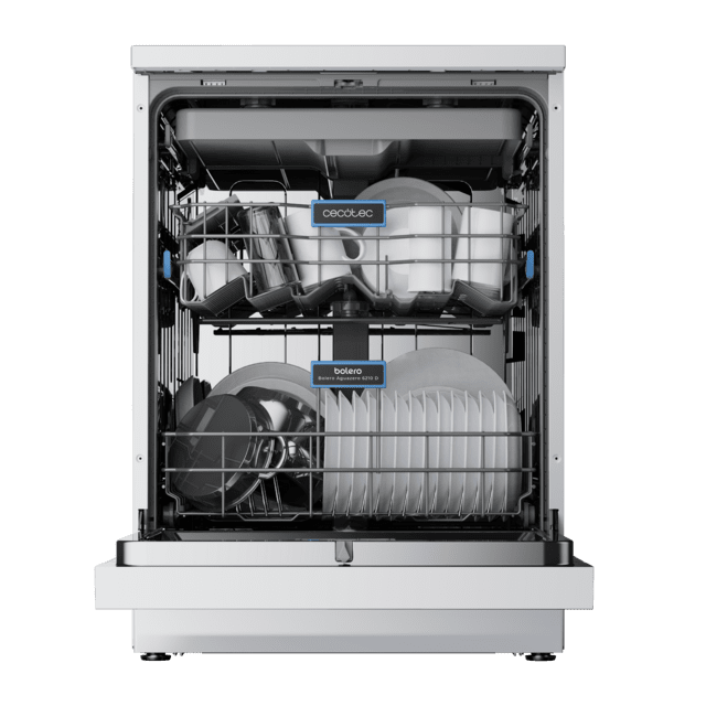 Cecotec Bolero Aguazero 6210 D Lavavajillas Bolero De 60cm Blanco 15 Cubiertos Clase D Pantalla FullColor XXL Tercera Bandeja 8 Programas Dual Zone Wash Dry+ Bandeja Ajustable Machine Care Media Carga Delay Start Y Child Lock. L
