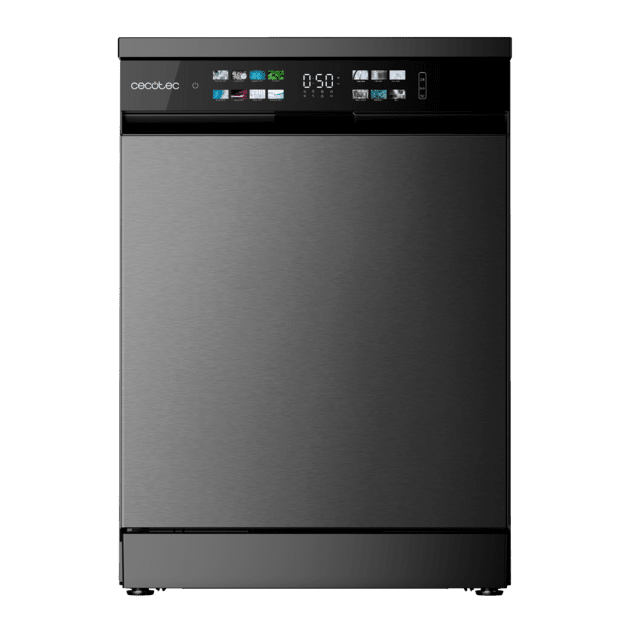 Cecotec Bolero Aguazero 6210 Dark D Lavavajillas Bolero De 60cm Dark 15 Cubiertos Clase D Pantalla FullColor XXL Tercera Bandeja 8 Programas Dual Zone Wash Dry+ Bandeja Ajustable Machine Care Media Carga Delay Start Y Child Lock