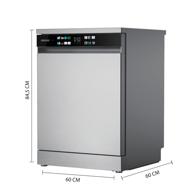 Cecotec Bolero Aguazero 6210 Inox D Lavavajillas Bolero De 60cm Inox 15 Cubiertos Clase D Pantalla FullColor XXL Tercera Bandeja 8 Programas Dual Zone Wash Dry+ Bandeja Ajustable Machine Care Media Carga Delay Start Y Child Lock