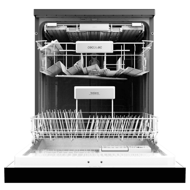 Cecotec Bolero Aguazero 6500 Dark C Lavavajillas Dark De 60cm 15 Cubiertos Tercera Bandeja 6 Programas Con Dual Zone Wash Auto Open Media Carga Comienzo Diferido Y Motor Inverter Plus. Lavavajillas
