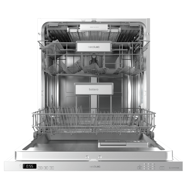 Cecotec Bolero Aguazero 6500 Full-BI C Lavavajillas Bolero Integrable De 60cm 15 Cubiertos Tercera Bandeja 6 Programas Con Dual Zone Wash O2 Dry Motor Inverter Plus Y Comienzo Diferido.  Lavavajillas 