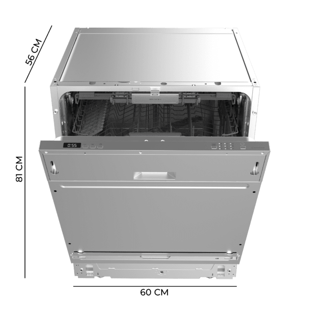 Cecotec Bolero Aguazero 6500 Full-BI C Lavavajillas Bolero Integrable De 60cm 15 Cubiertos Tercera Bandeja 6 Programas Con Dual Zone Wash O2 Dry Motor Inverter Plus Y Comienzo Diferido.  Lavavajillas 