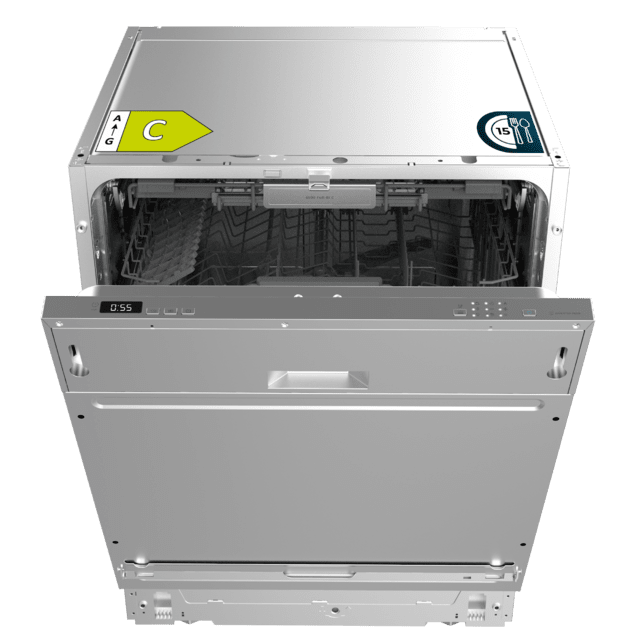 Cecotec Bolero Aguazero 6500 Full-BI C Lavavajillas Bolero integrable de 60cm 15 cubiertos tercera bandeja 6 programas con Dual Zone Wash O2 Dry Motor Inverter Plus y comienzo diferido.  Lavavajillas 