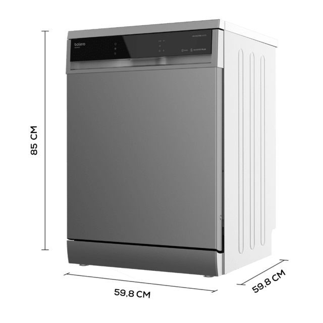 Cecotec Bolero Aguazero 6600 Inox. Lavavajillas Independiente 60 Cm Y Bajo Consumo 14 Cubiertos 8 Programas 44 DB Con Modo Confort Wash Filtro Antibacteriano Y Sistema BWS Acero Lavavajillas