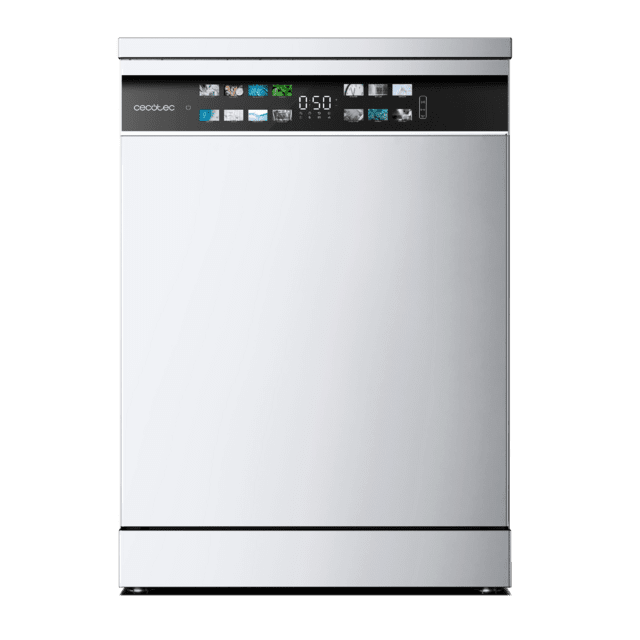 Cecotec Bolero Aguazero 6700 B Lavavajillas Bolero De 60cm Blanco 15 Cubiertos Clase B Motor Inverter Plus Pantalla FullColor XXL 8 Programas O2 Dry Turbo Dry+ Dual Zone Wash Long Storage Bandeja Ajustable Machine Care Media Car