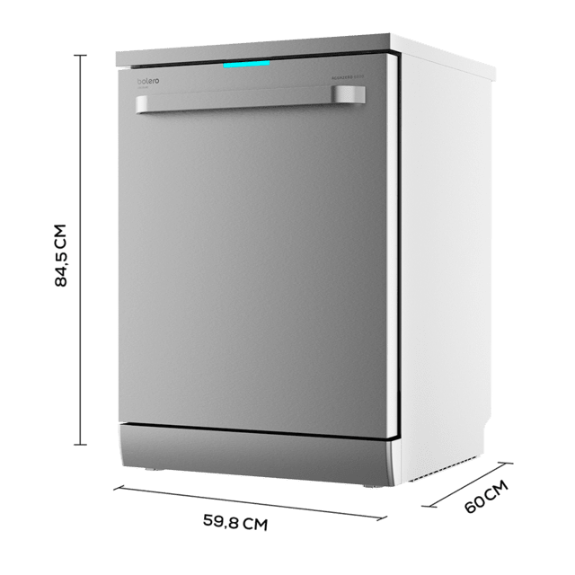Cecotec Bolero Aguazero 6800 Stainless Steel. Lavavajillas Independiente 60 Cm Bajo Consumo 14 Cubiertos 8 Programas Filtro ABT Antibacteriano Sistema ION Modo ECO Inox Lavavajillas