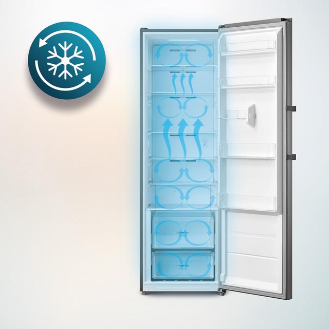 Cecotec Bolero CoolMarket 1D 360 Inox E Frigorífico De Una Puerta Con Gran Capacidad De 362 Litros Total No Frost Crisper Box Multi Airflow Fast Cooling Puerta Reversible Ideal Para Combinar Con Un Congelador Vertical. Motor In