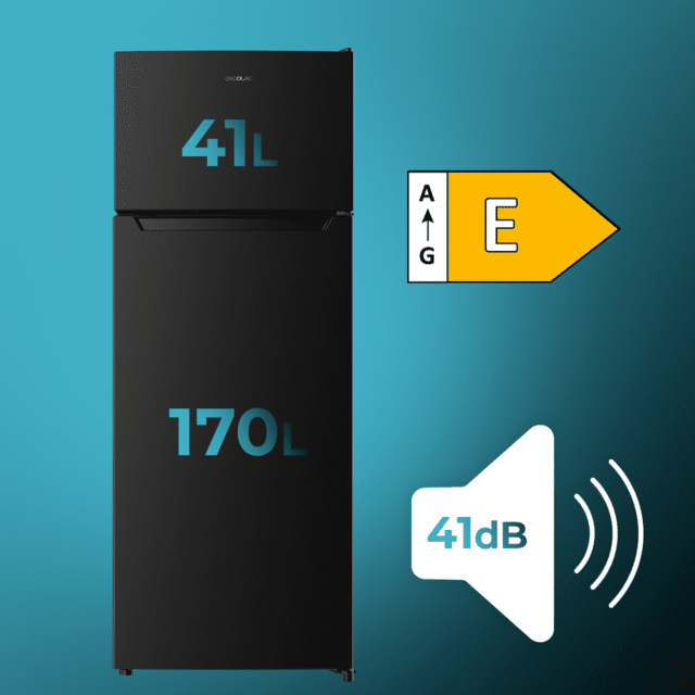 Cecotec Bolero CoolMarket 2D 211 Black E Frigorífico De Dos Puertas Negro 143 De Alto Y 54 De Ancho 211 Litros Y Clase Energética E. Frigorífico