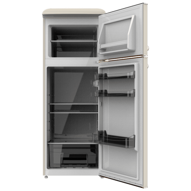 Cecotec Bolero CoolMarket 2D Origin 215 Beige E Frigorífico Retro 2D Origin Red Con Capacidad De 215L Clase E Luz Interior Tirador Gold Bandejas Cristal Y Control De Temperatura. Frigorífico Retro