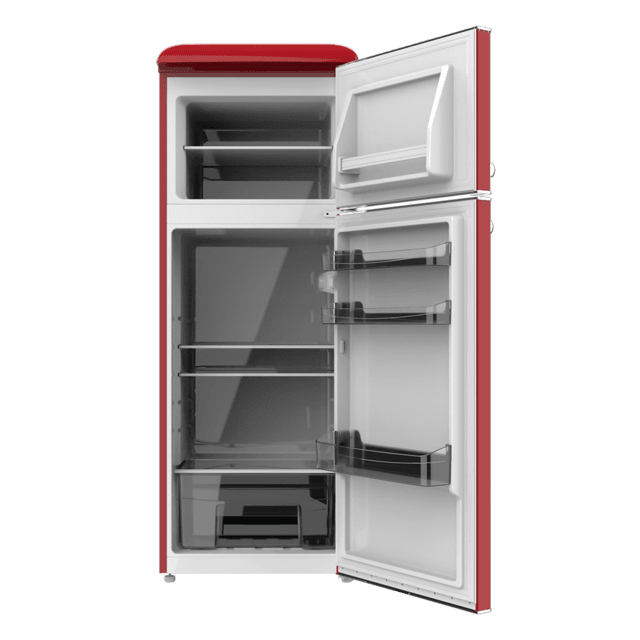Cecotec Bolero CoolMarket 2D Origin 215 Red E Frigorífico Retro De Dos Puertas Rojo De 148 2 Cm De Alto Y 55 2 Cm De Ancho Con Capacidad 215L Clase Energética E Iluminación Interior Y Tirador Cromado. Frigorífico Retro / Vin
