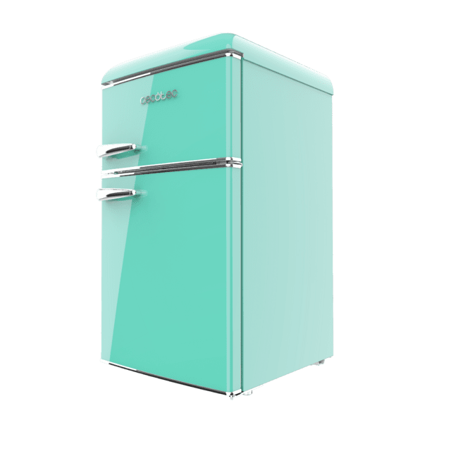 Cecotec Bolero CoolMarket 2D Origin 86 Green E Mini Frigorífico Retro De Dos Puertas Verde De 89 3cm De Alto Y 48 7 De Ancho Con Capacidad De 86L Clase Energética E LED Interior Y Tirador Cromado. Mini Frigorífico Retro De Do