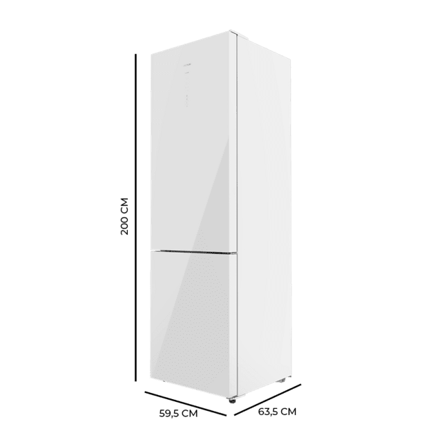 Cecotec Bolero CoolMarket 356 White Glass D Frigorífico Combi White Glass Con 356 Litros De Capacidad 200 Cm De Alto Y 60 Cm De Ancho Clase D Y Motor Inverter Plus. Con Sistema Multi Air Flow Total No Frost Y 2 Cajones Para Los