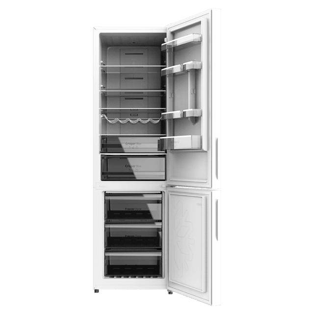 Cecotec Bolero CoolMarket 356 White Glass D Frigorífico Combi White Glass Con 356 Litros De Capacidad 200 Cm De Alto Y 60 Cm De Ancho Clase D Y Motor Inverter Plus. Con Sistema Multi Air Flow Total No Frost Y 2 Cajones Para Los