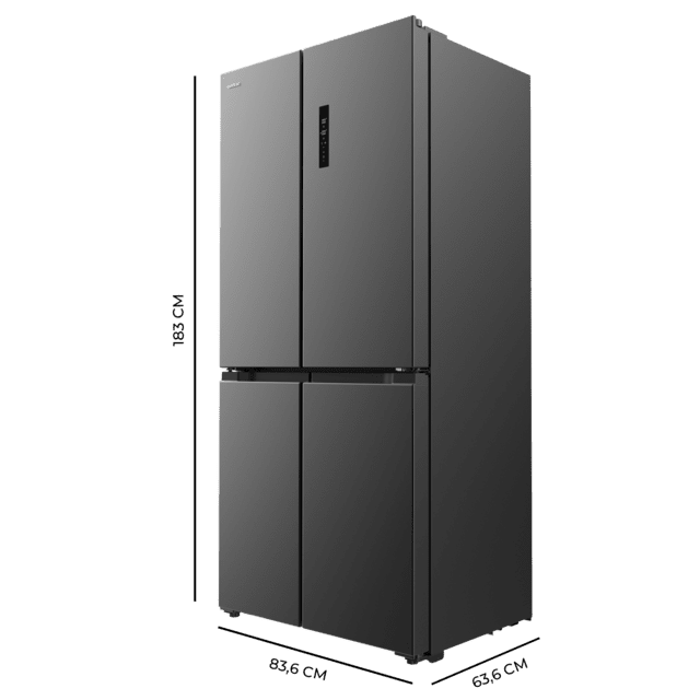 Cecotec Bolero CoolMarket 4D 436 Dark E Frigorífico 4 Puertas Inox Oscuro 183cm Alto Y 83 6cm Ancho Capacidad 436L Compresor Inverter Plus Total No Frost Alarma De Puerta Abierta Clase Energética E. Además Cuenta Con Distinto