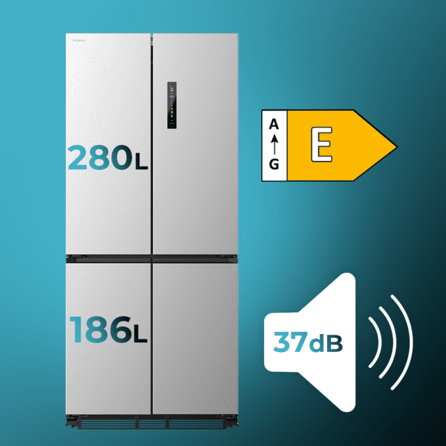 Cecotec Bolero CoolMarket 4D 466 SBI Inox E Frigorífico Americano Acero Inoxidable De 466 L De Capacidad 193 5 X 84 4 Cm Clase E Total No Frost Compresor Inverter Plus Y Multi AirFlow; Y Con Tecnologías Fast Cooling Y FastFree