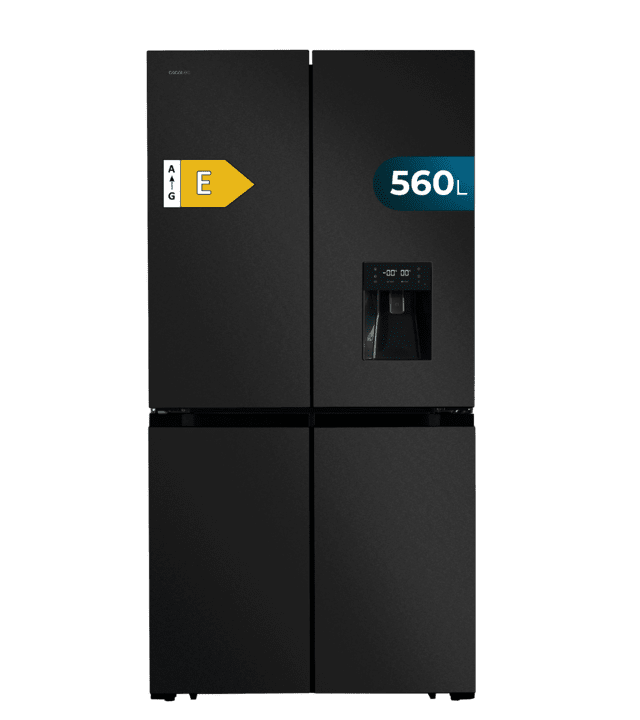 Cecotec Bolero CoolMarket 4D 564 Dark E Frigorífico 4 Puertas Dark Con Una Gran Capacidad De 564 L 183 Cm De Alto 91 Cm De Ancho Con Dispensador De Agua Clase Energética E Y Motor Inverter Plus. Además Cuenta Con Distintos Mo