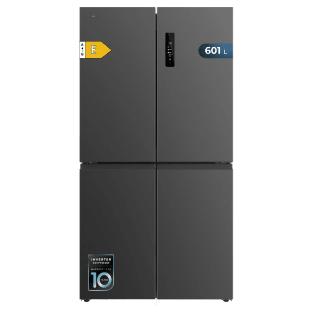 Cecotec Bolero CoolMarket 4D 601 Dark E Frigorífico de 4 Puertas acero inoxidable oscuro Capacidad de 601 Litros Ancho de 90.5 cm alto de 177.5 cm Sistema de conservación NoFrost Metal Cooling Cajón Control de Humedad y Cajó