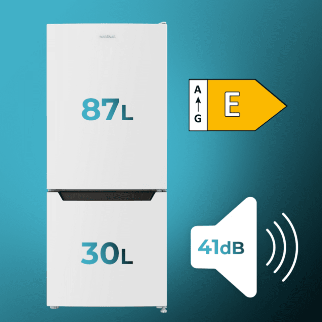 Cecotec Bolero CoolMarket Combi 117 DF White E Frigorífico De Combi Blanco 114cm De Alto Y 47cm De Ancho 117 Litros Defrost Clase Energética E Y Con Modo Fast Freezing Frigorífico De Combi 