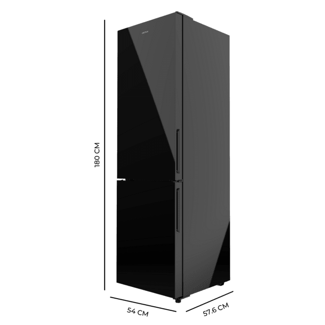 Cecotec Bolero CoolMarket Combi 250 Black Glass D Frigorífico Combi Cristal Negro 180cm De Alto Y 55 Cm De Ancho Con 250 Litros De Capacidad Compresor Inverter Plus Total No Frost Clase Energética D Y Con Sistema Multi Air Flo