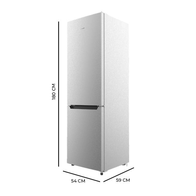 Cecotec Bolero CoolMarket Combi 250 Inox E Frigorífico Combi Inox Con 250 Litros De Capacidad 181cm De Alto 55 Cm De Ancho Y Clase E. Con Sistema Multi Air Flow Total No Frost Y 1 Cajón Para Los Productos Frescos. Frigorífico
