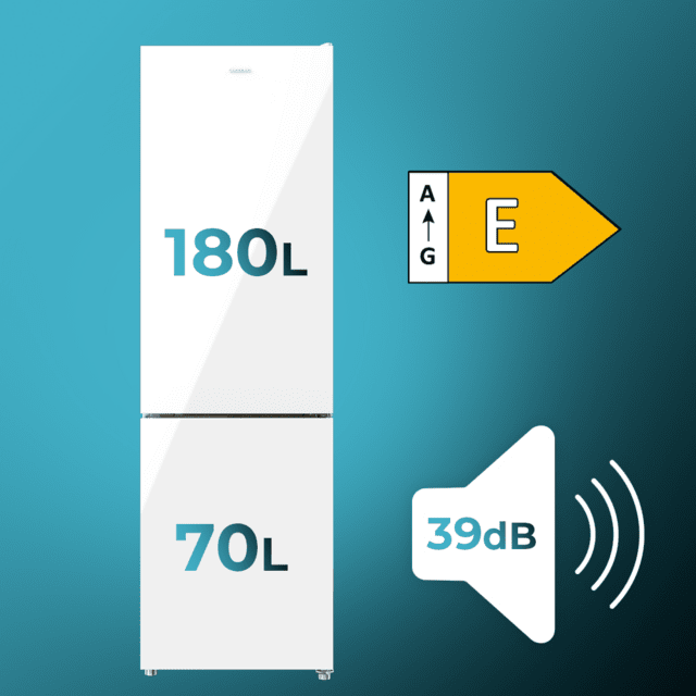 Cecotec Bolero CoolMarket Combi 250 White Glass D Frigorífico Combi Cristal Blanco 180cm De Alto Y 55 Cm De Ancho Con 250 Litros De Capacidad Compresor Inverter Plus Total No Frost Clase Energética D Y Con Sistema Multi Air Fl