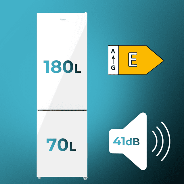 Cecotec Bolero CoolMarket Combi 250 White Glass E Frigorífico Combi Cristal Blanco 180cm De Alto Y 55 Cm De Ancho Con 250 Litros De Capacidad Total No Frost Clase Energética E Y Con Sistema Multi Air Flow. Además Cuenta Con E